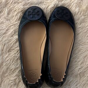 Tory Burch Navy Logo Flats